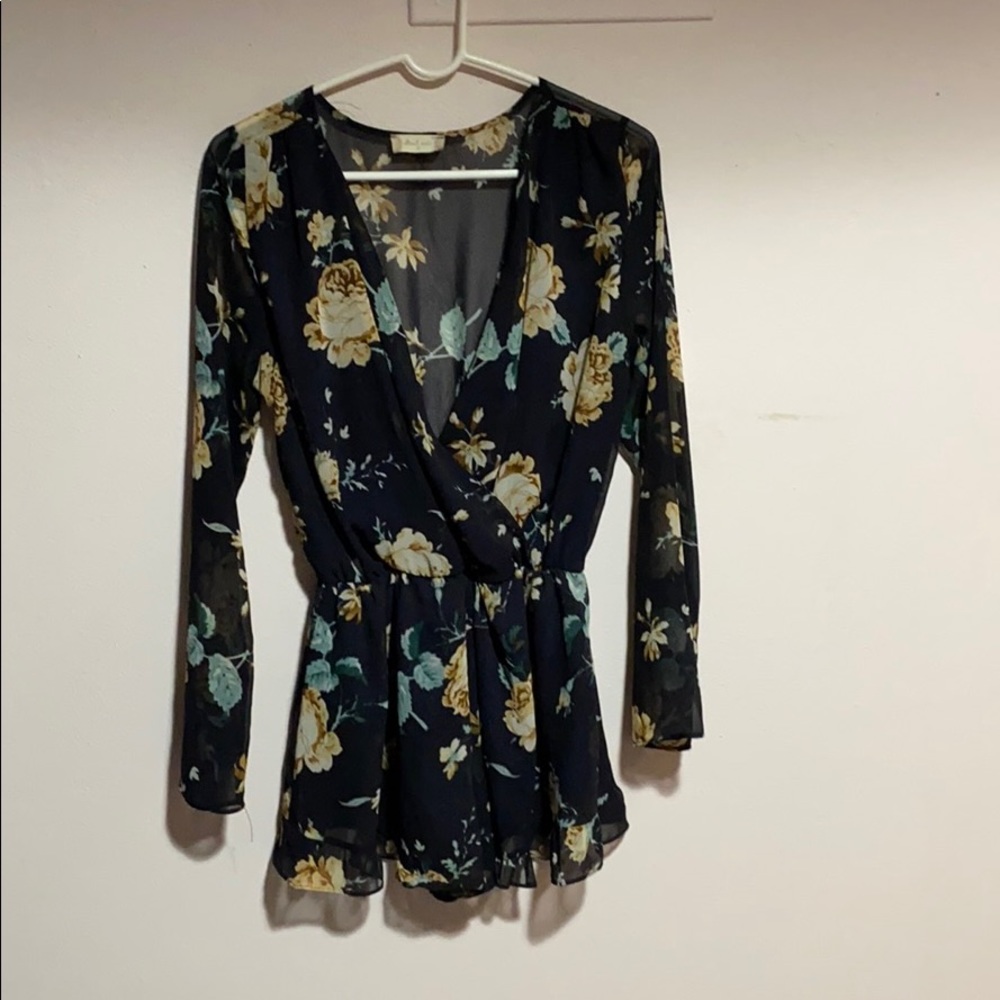 Long sleeve sheer romper